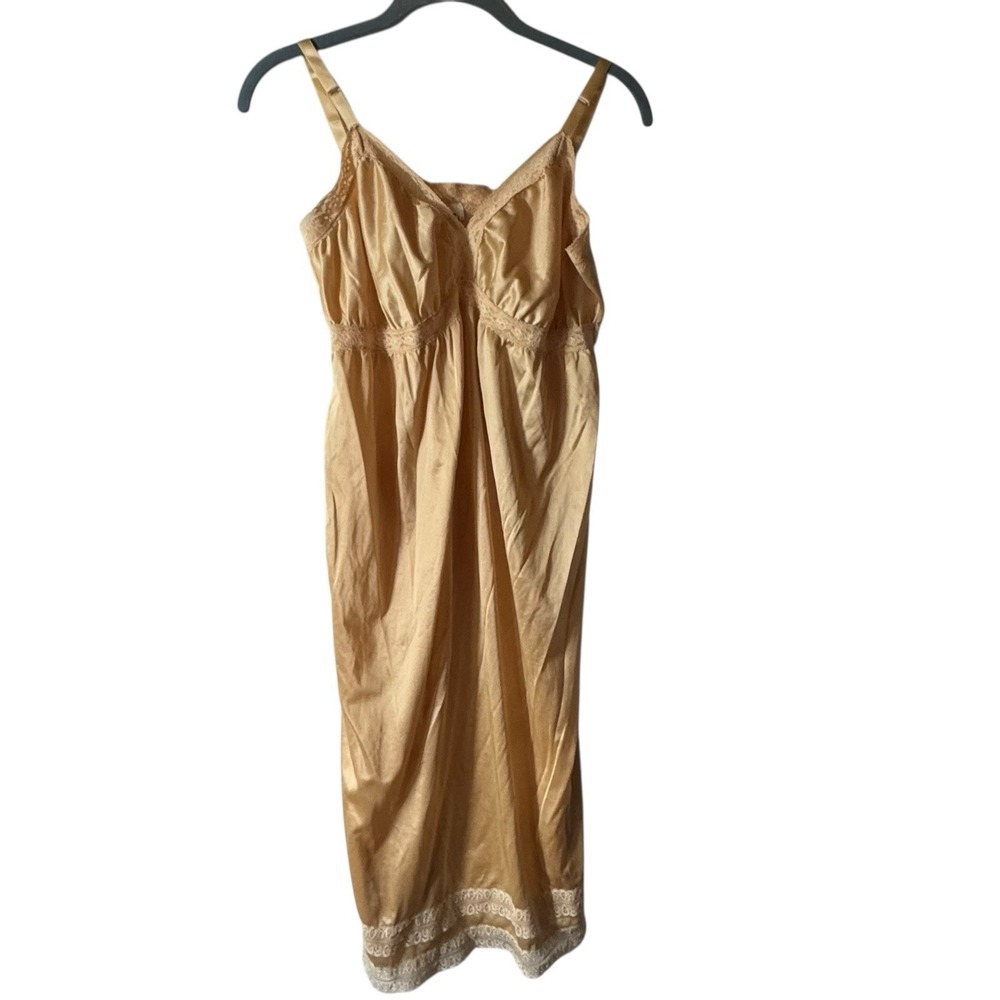 Vintage Mary Jane Sz 12 nude slip 38 lace trim‎ adjustable Strap Dress USA Made